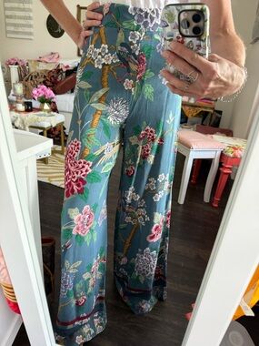 NWT GP & J BAKER x H&M Wide Leg Floral Bird Printed Pants